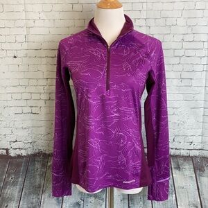 Patagonia All Weather Zip-Neck Pullover S Lamp Lights Purple Ikat Granola Girl